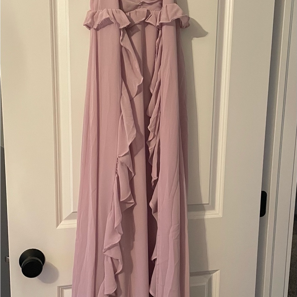 Elegant Ruffled Pink Maxi Dress